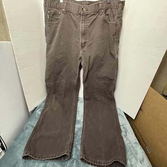 Carhartt B174 DKB Men's Relaxed Fit Brown Duck Carpenter Pants 42X34(40x32) Y2K - Picture 1 of 11